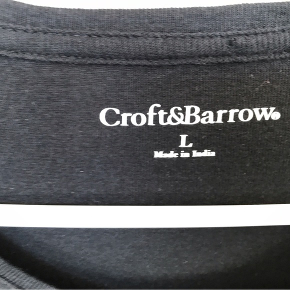 Croft & Barrow Tee Shirt Round Neck Blk SzL Beaded Neckline 3/4 Sleeves Nice - Picture 3 of 7
